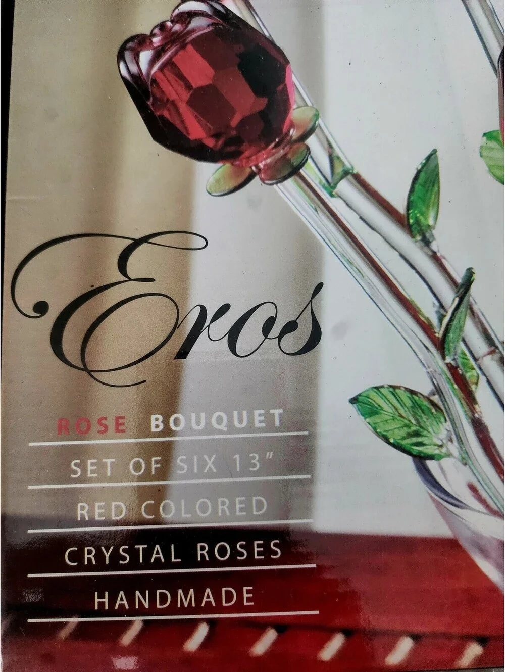 Vase Crystal Red Rose Bouquet Eros Home Essentials In Box This is so pretty!
